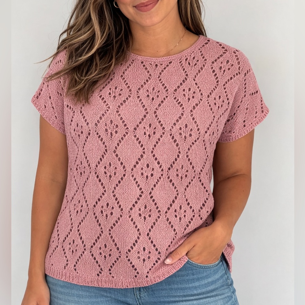 Leo & Nicole Pink Textured Knit Top Size M